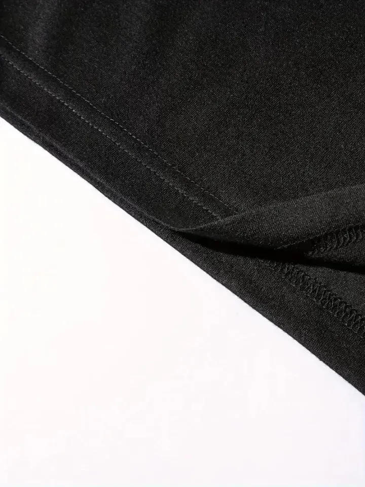 Benzersiz Sırt Baskılı Erkek Sokak Stili Bol Tişört - Nefes Alabilir Polyester, Makinede Yıkanabilir - Siyah