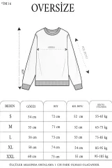 Unisex Bisiklet Yaka Ön Ve Arka Baskılı SweatShirt - Siyah