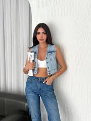 Kot Jeans Kadın Yelek - Buz Mavisi