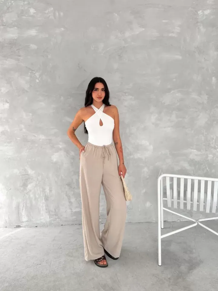 Ayrobin Oversize Kadın Pantalon - Bej
