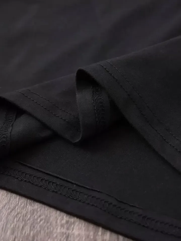 20/1 Penye Compack Baskılı Oversize Bisiklet Yaka m Kısa Kol Yazlık T-shirt - Siyah
