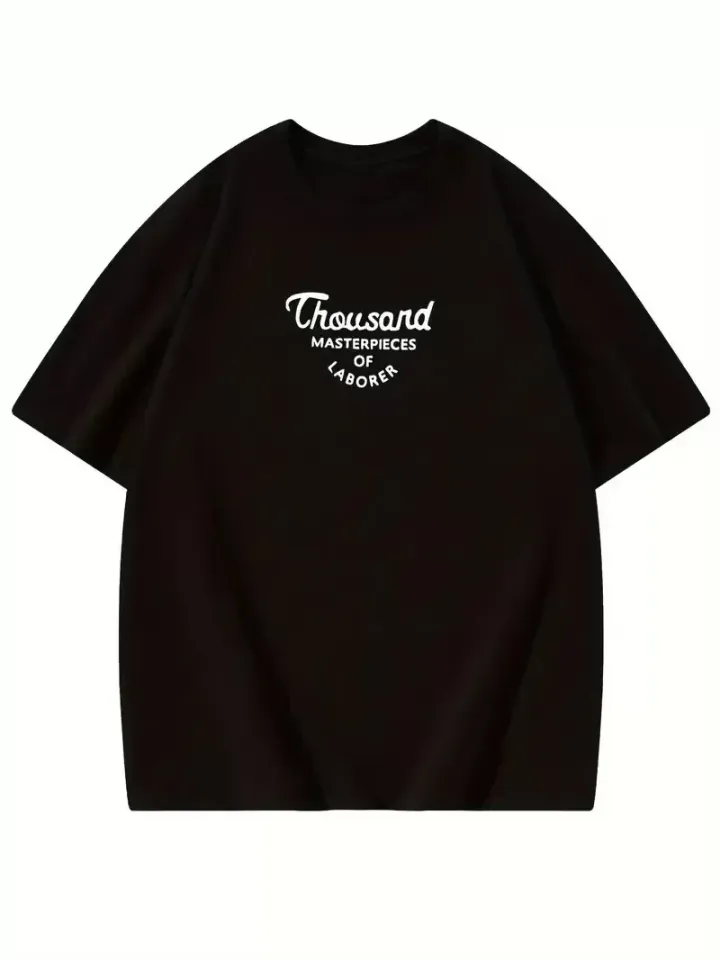 Thousand Ön Arka Baskılı Oversize Bisiklet Yaka T-shirt - Siyah