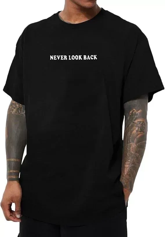 Erkek Bisiklet Yaka Kısa Kol Baskılı T-shirt - Siyah