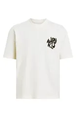 Erkek Baskılı Oversize T-shirt - Beyaz