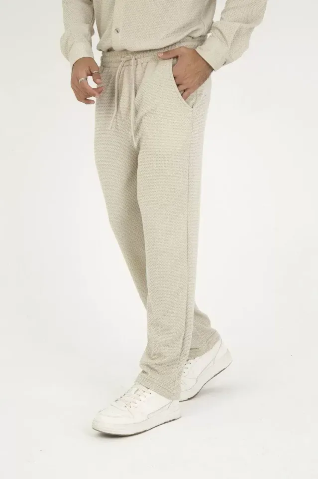 Jakar Kutu Desenli Baggy Eşofman Pantolon - Gri