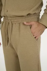 Jakar Kutu Desenli Baggy Eşofman Pantolon - Kahverengi