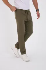 Unisex Üç İplik Basic Eşofman Pantolon - Haki