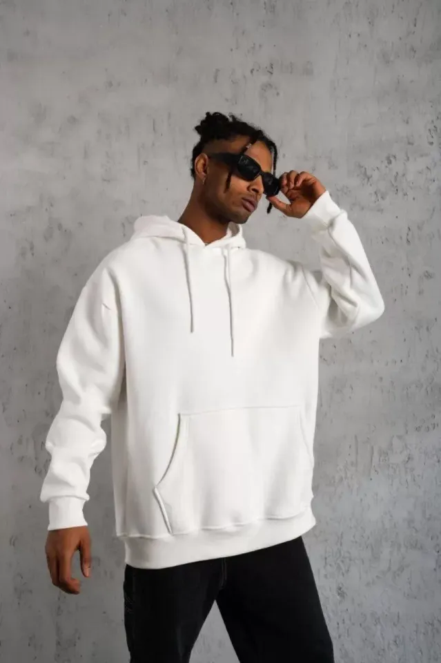 3 İplik Kapşonlu Sweatshirt hoodie - Beyaz